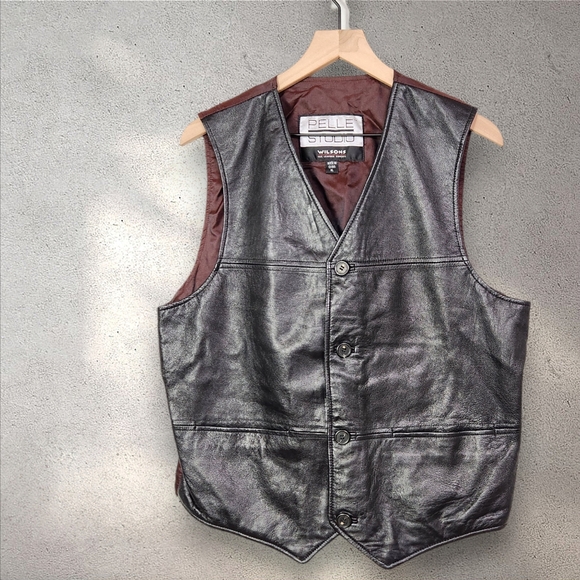 Wilson's Leather Vest Pelle Studio, Satin Back Biker Trucker Women's Vest, Sz XL - Picture 1 of 13